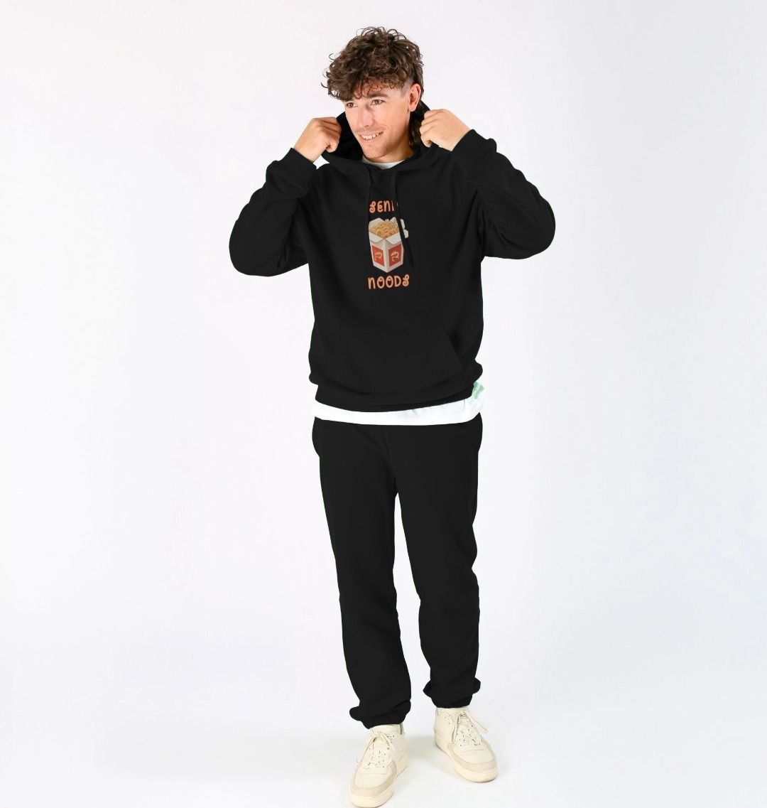 Noodle Around in Style in this 'Send Noods' Unisex Kangaroo Pocket Organic Cotton Hoodie: A Playful Pun