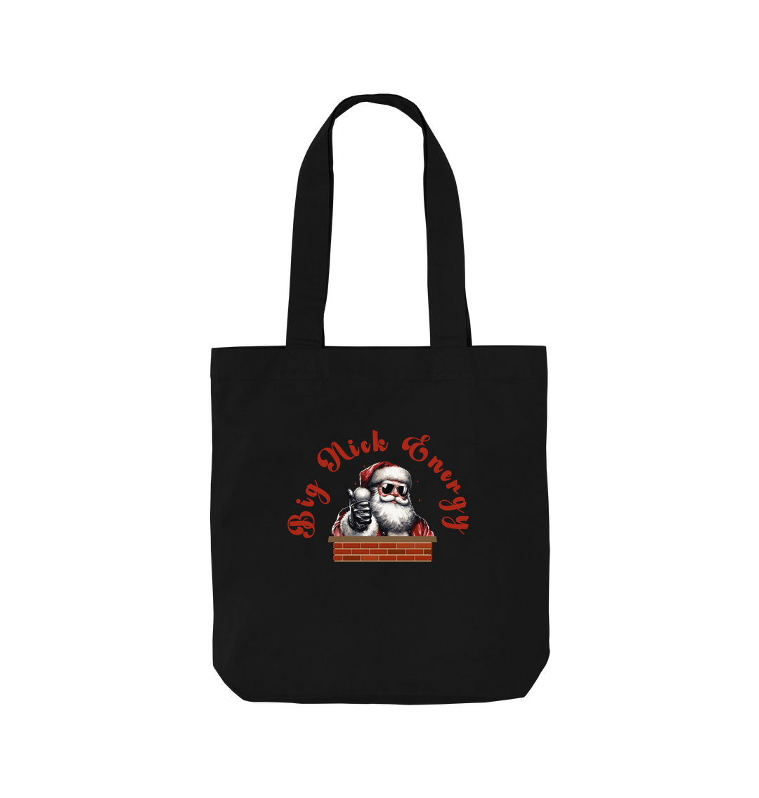 Black 'Big Nick Energy' Fun Christmas Organic Cotton Tote Bag