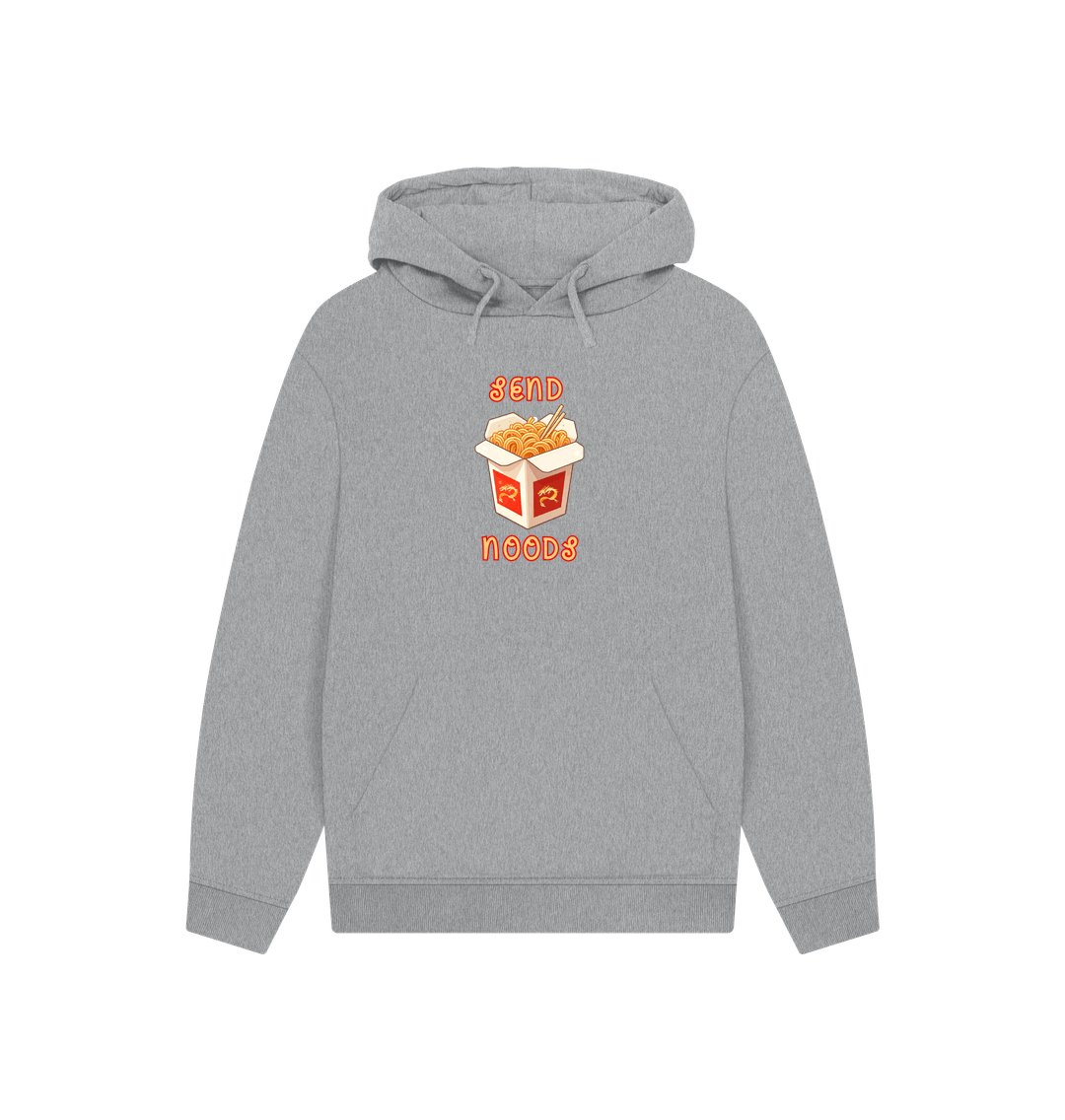 Athletic Grey Noodle Around in Style in this 'Send Noods' Unisex Kangaroo Pocket Organic Cotton Hoodie: A Playful Pun