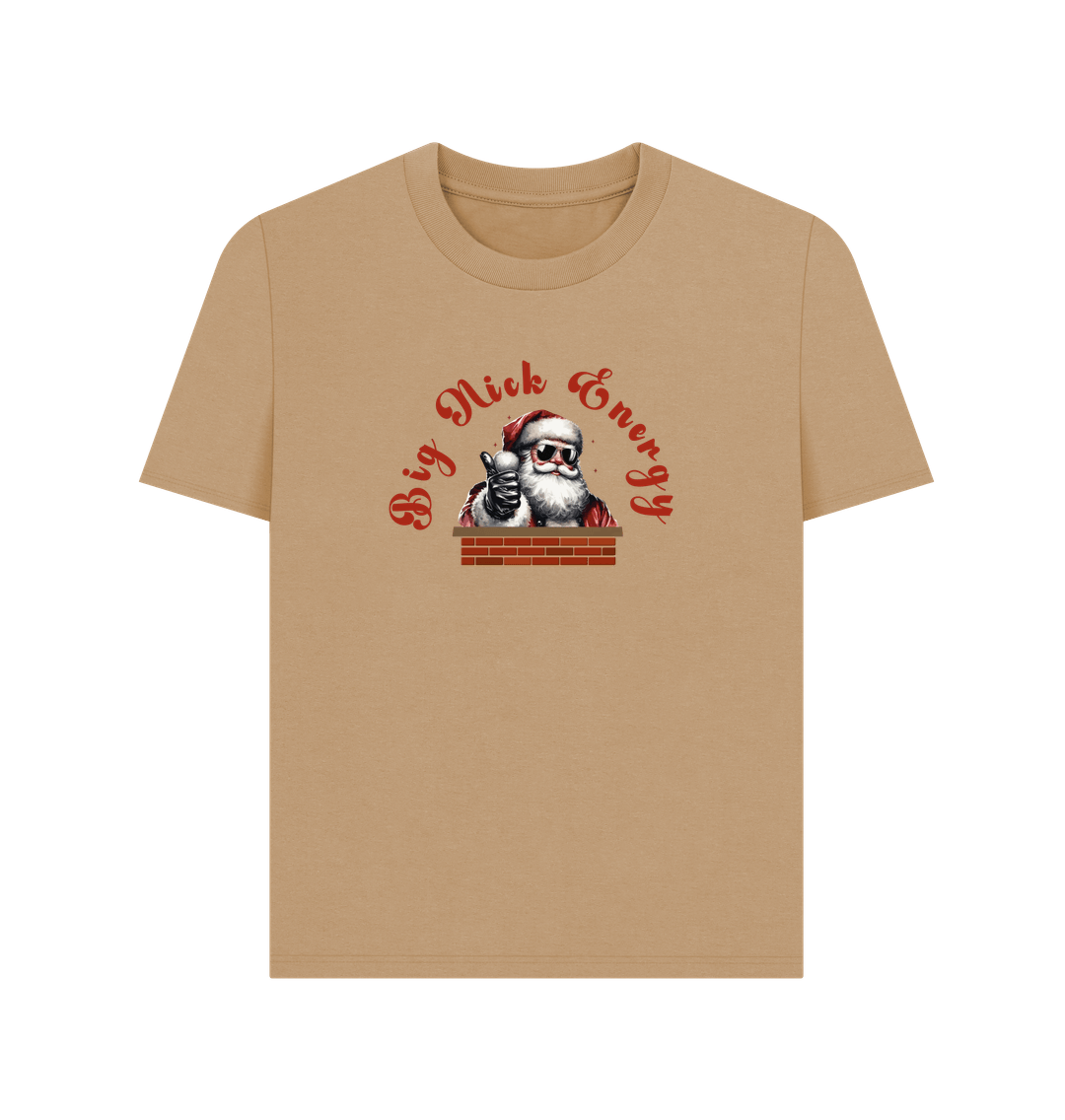 Sand 'Big Nick Energy' Fun Christmas Organic Cotton T-Shirt for Women