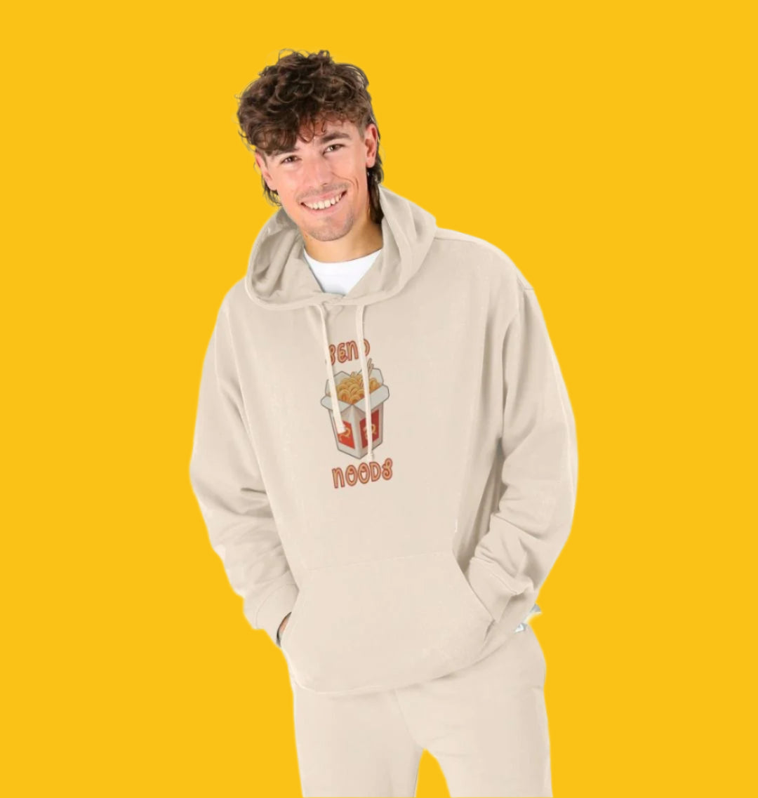 Noodle Around in Style in this 'Send Noods' Unisex Kangaroo Pocket Organic Cotton Hoodie: A Playful Pun
