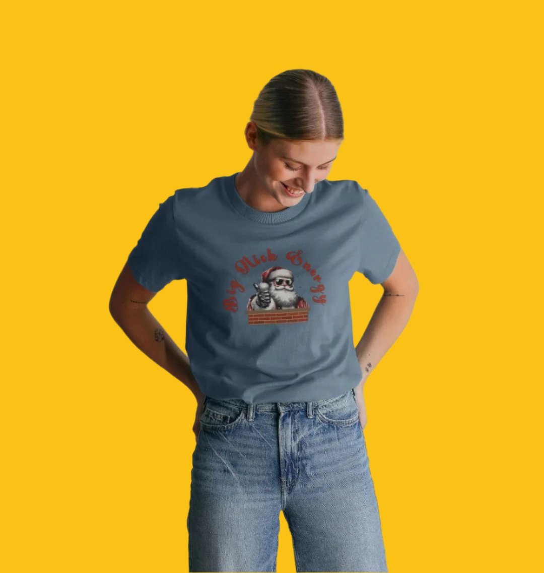 'Big Nick Energy' Fun Christmas Organic Cotton T-Shirt for Women