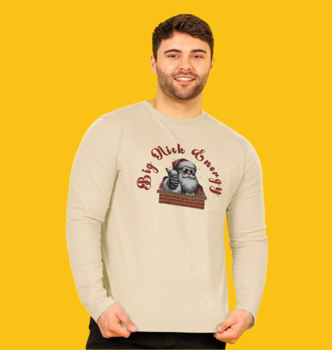 'Big Nick Energy' Fun Christmas Long-sleeved T-Shirt for Men