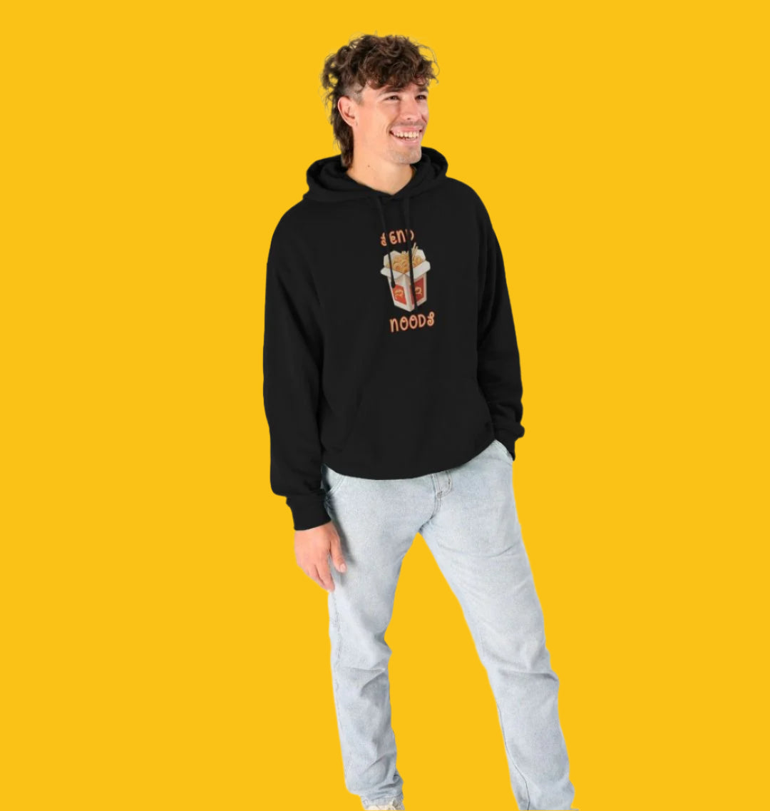 Noodle Around in Style in this 'Send Noods' Unisex Kangaroo Pocket Organic Cotton Hoodie: A Playful Pun