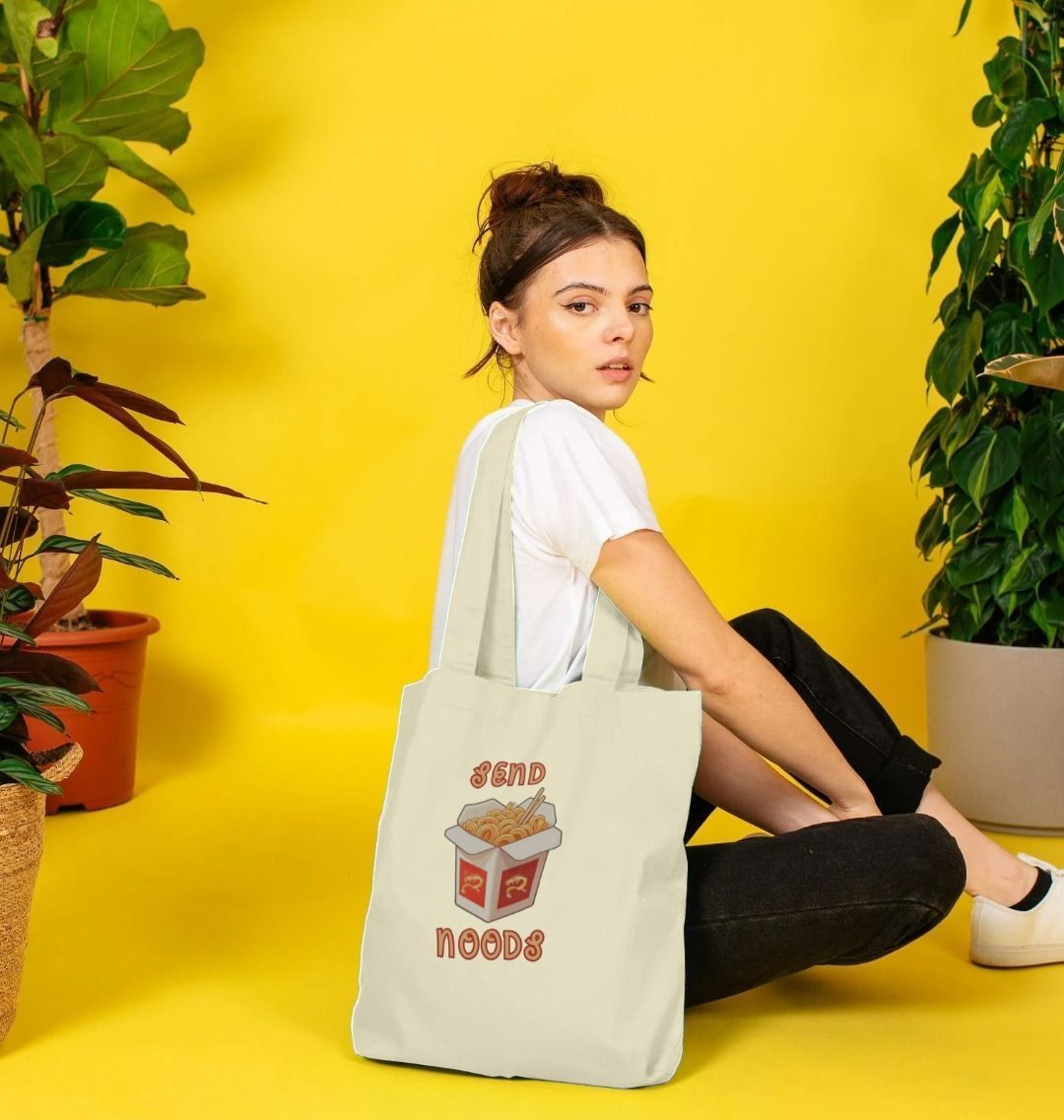 Noodle Around in Style in this 'Send Noods' Organic Cotton Shopper Tote Bag: A Playful Pun
