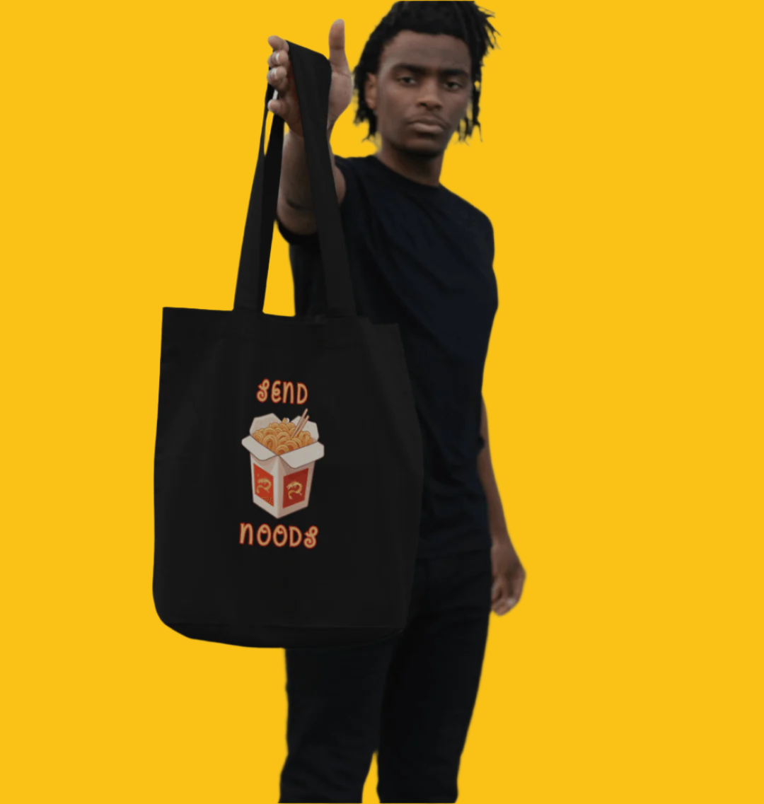 Noodle Around in Style in this 'Send Noods' Organic Cotton Shopper Tote Bag: A Playful Pun