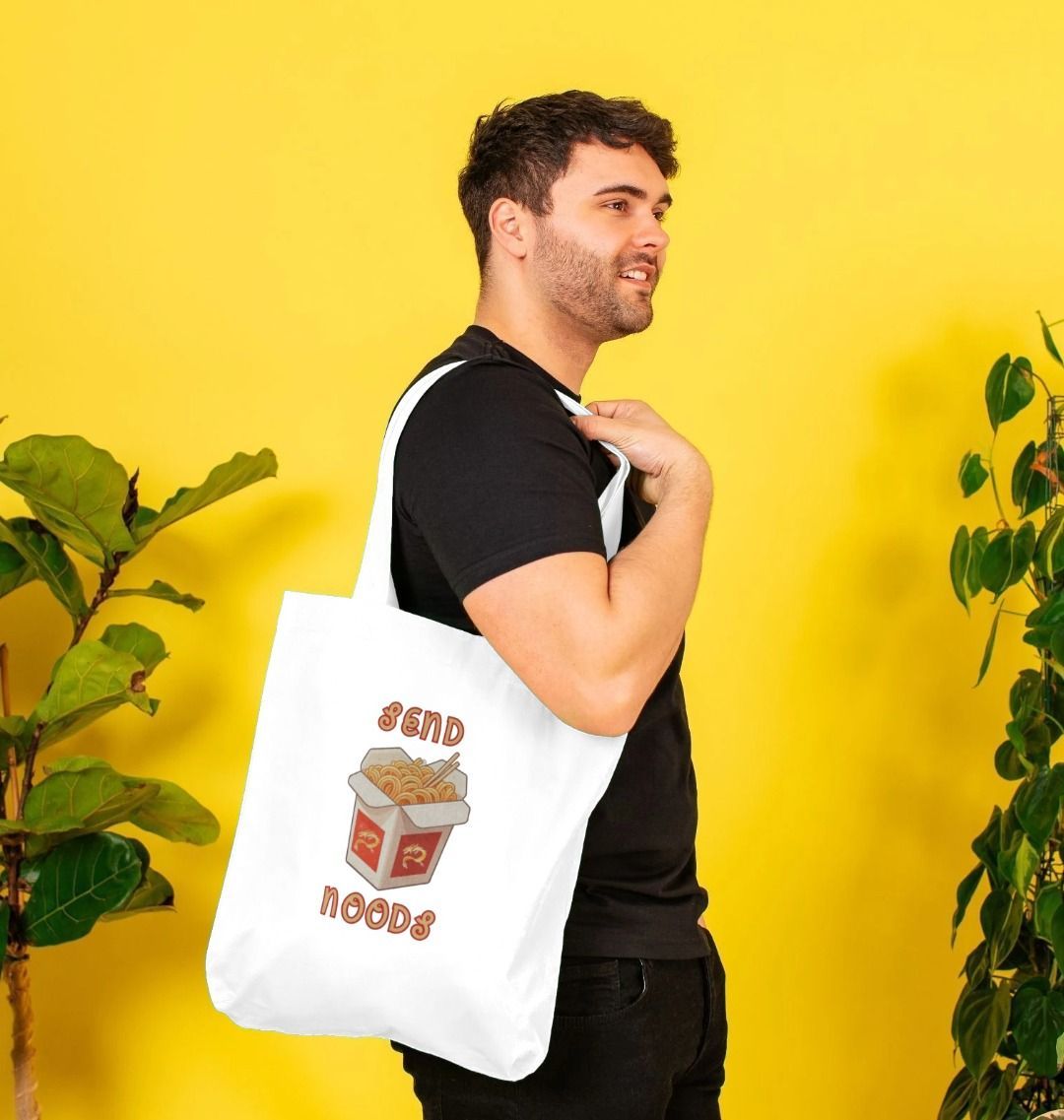 Noodle Around in Style in this 'Send Noods' Organic Cotton Shopper Tote Bag: A Playful Pun